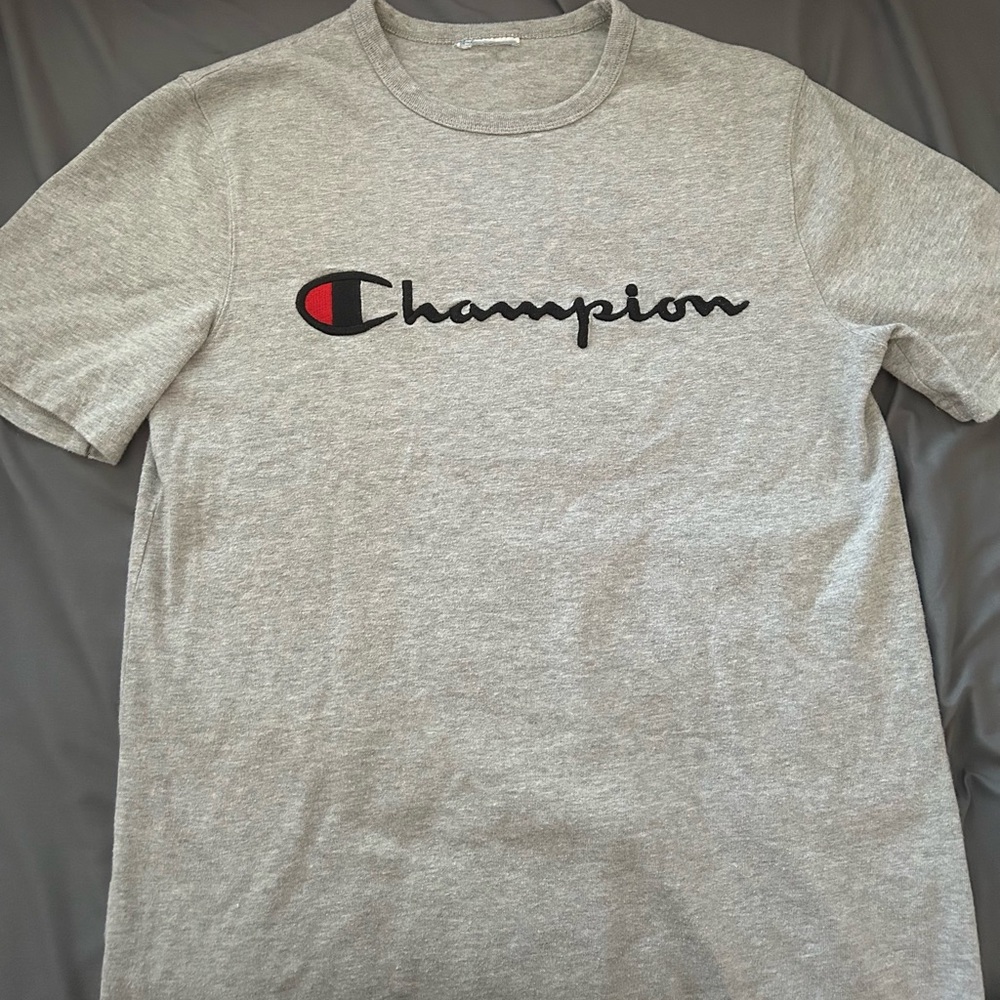 Champion Heather Gray Tee with Iconic Logo